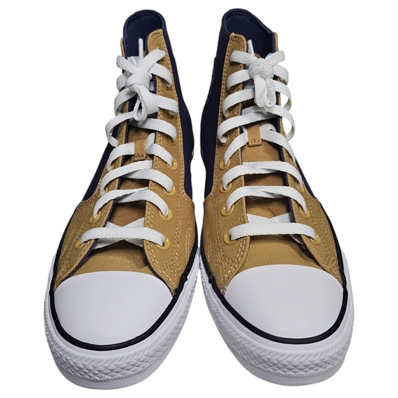 Converse Chuck Taylor Navy and Tan High-Top Sneakers - Picture 3 of 8
